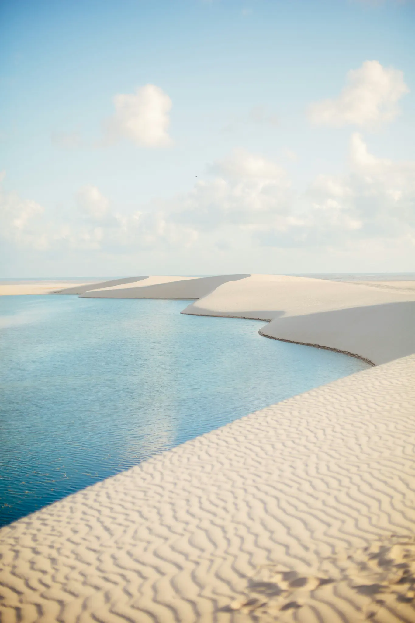 White dunes and a freshwater lagoon in Lençóis Maranhenses